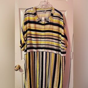 NWT Anthropologie Peter Som Naxos Striped Tunic Dress PLUS 3X Yellow